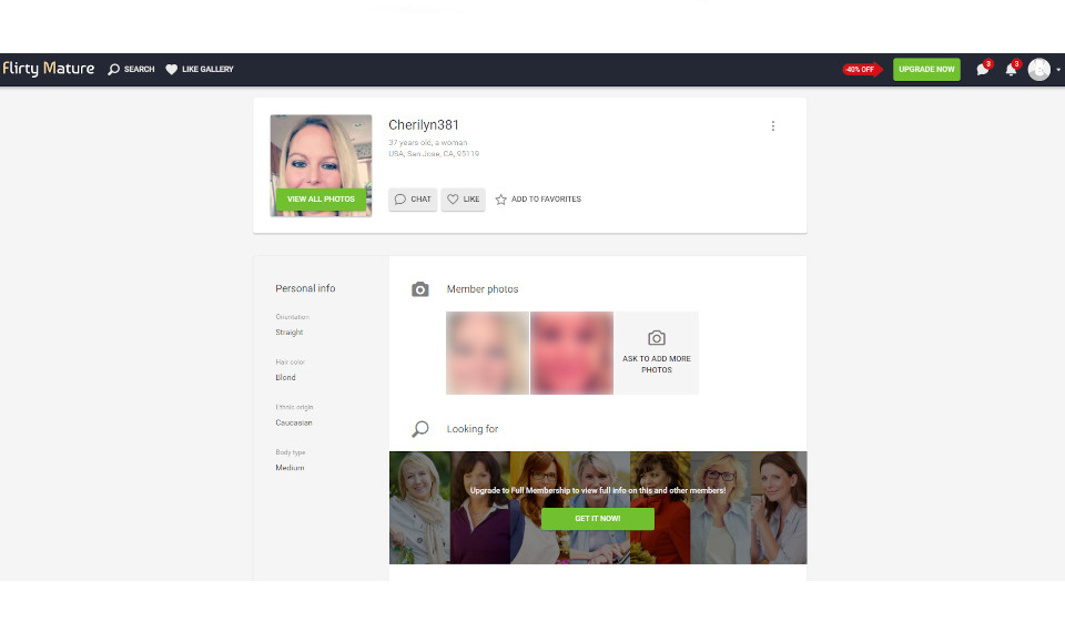 Registration on FlirtyMature